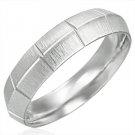 316 Stainless Steel Diamond-Cut Satin Finished Knife Edge Ring