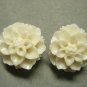 925 Sterling Silver Flower Carved Coral White Flower Stud Earrings Set