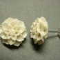 925 Sterling Silver Flower Carved Coral White Flower Stud Earrings Set