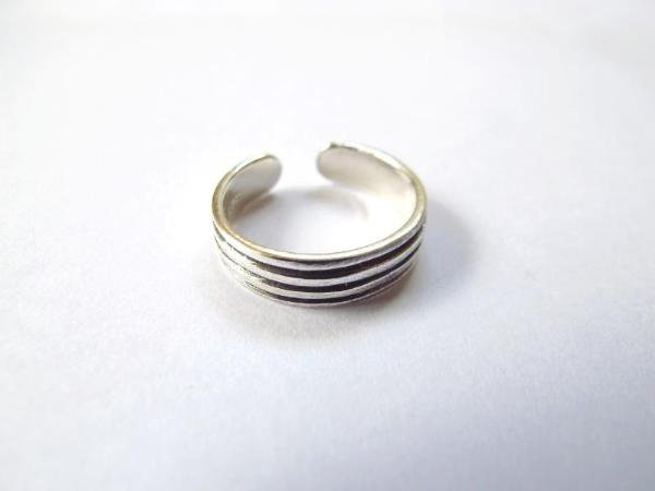 925 Sterling Silver Four Classic Bands Adjustable Toe Ring