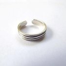 925 Sterling Silver Four Classic Bands Adjustable Toe Ring
