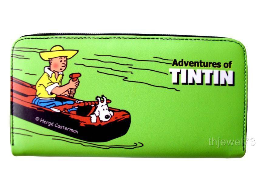 TINTIN Snowy Cartoon Credit Card Money ID Holder Green Wallet Purse Bag