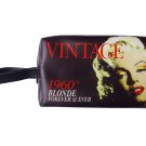 Marilyn Monroe Vintage Makeup Make Up Lipstick Purse Cosmetic Zip Around Bag
