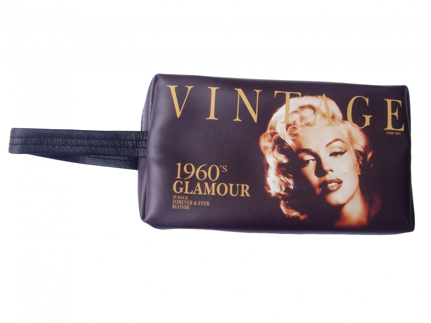 Marilyn Monroe Vintage Glamour Make Up Lipstick Purse Cosmetic Zip Around Bag
