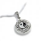 925 Sterling Silver Yin Ying Yang Tai Chi Celtic Knot Flowing Sun Face Charm Pendant