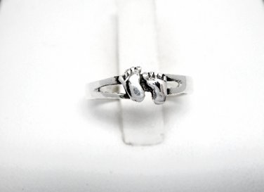 925 Sterling Silver Happy Feet Adjustable Pinky Toe Ring