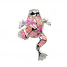 925 Sterling Silver Pink Mosaic Opal Lucky Frog Charm Pendant