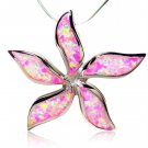 925 Sterling Silver Pink Fire Opal Starfish Flower Big Charm  Pendant