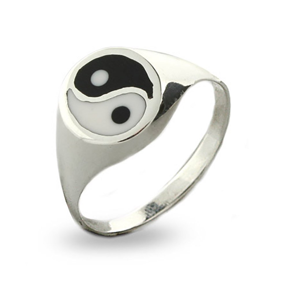 925 Sterling Silver Men's Round Ying Yin Yang Tai Chi Ring