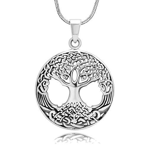 925 Sterling Silver Ornate Celtic Knots Tree of Life Charm Pendant