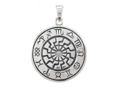 925 Sterling Silver German Schwarze Sonne Black Sun Pagan Slavic Zodiac Symbol Charm Pendant