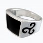 925 Sterling Silver Men's Onyx Celtic Symbol Irish Engraved Sides Solid Ring