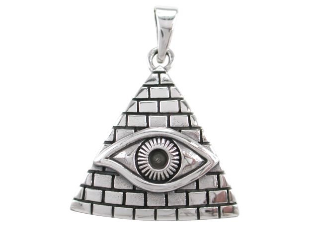925 Sterling Silver Egyptian Pyramid All-Seeing Evil Eye of Horus Illuminati Protection Pendant