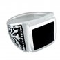 925 Sterling Silver Mens Black Onyx Celtic Irish Engraved Sides Ring