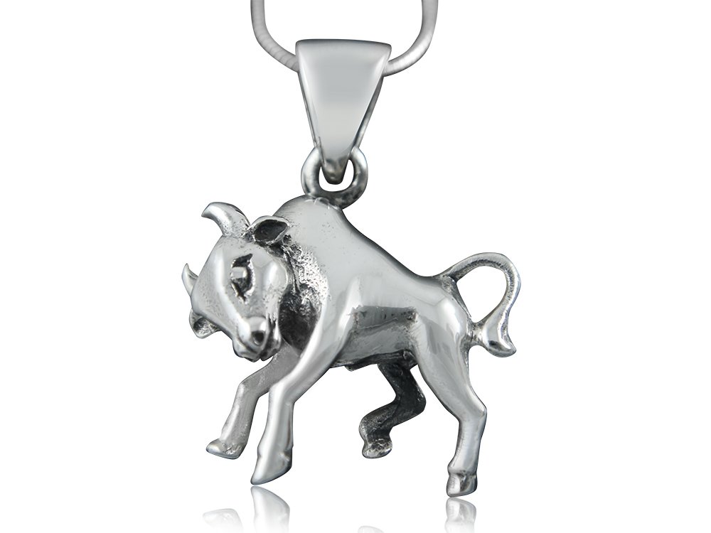 925 Sterling Silver Zodiac Astrological Star Sign Horoscope Taurus Bull Animal Charm Pendant