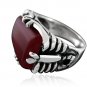 925 Sterling Silver Mens Genuine Carnelian Engraved Big Scorpion Ring