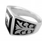 925 Sterling Silver Mens Celtic Irish Engraved Sides Clear Cubic Zirconia CZ Ring