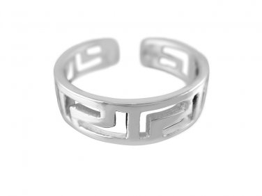 925 Sterling Silver Greek Key Meander Meandros Adjustable Pinky Toe Ring