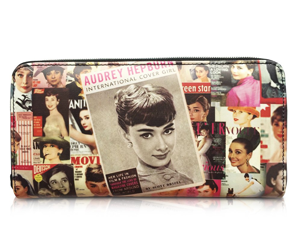 Audrey Hepburn Magazine Cover Girl Credit Card Money ID Holder Clutch Wallet Purse Bag