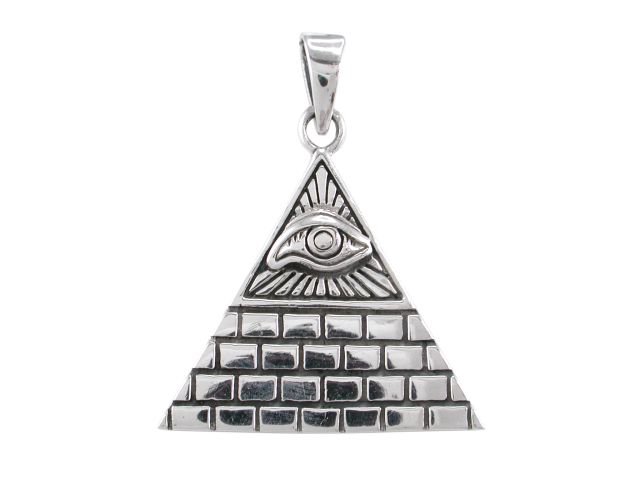 925 Sterling Silver Egyptian Pyramid Giza All-Seeing Eye of Horus Illuminati Charm Pendant