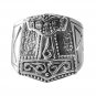 925 Sterling Silver Viking Thor's Hammer Mjölnir Mjolnir Futhark Norse Runes Runic Biker Ring