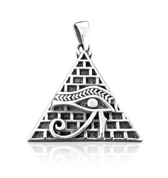 925 Sterling Silver Egyptian Pyramid All-Seeing Eye of Horus Illuminati Magic Charm Pendant