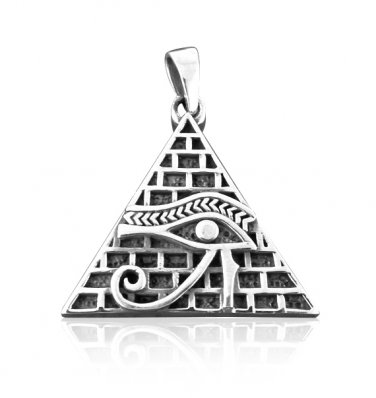 925 Sterling Silver Egyptian Pyramid All-Seeing Eye of Horus Illuminati Magic Charm Pendant