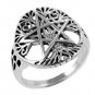 925 Sterling Silver Cut Out Ancient Tree of Life Pentacle Wiccan Pagan Pentagram Ring