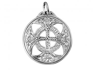 925 Sterling Silver Celtic Knights Templar Iron Cross Norse Runes Runic Charm Pendant