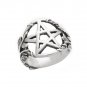 925 Sterling Silver Pentacle Pentagram Symbol Filigree Flower High Polish Ring