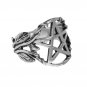 925 Sterling Silver Pentacle Pentagram Symbol Filigree Flower High Polish Ring