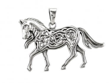 925 Sterling Silver Celtic Knots Knotwork Crafted Horse Big Charm Pendant