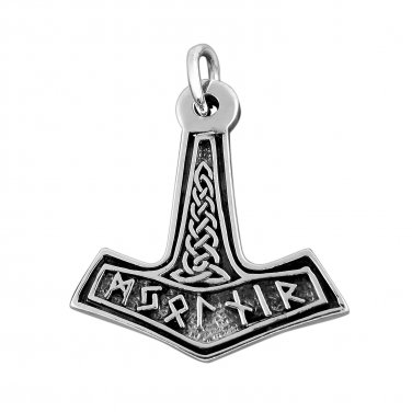 925 Sterling Silver Viking Thor Hammer Mj&Atilde;&para;lnir Mjolnir Runes Runic Celtic Knot Pendant