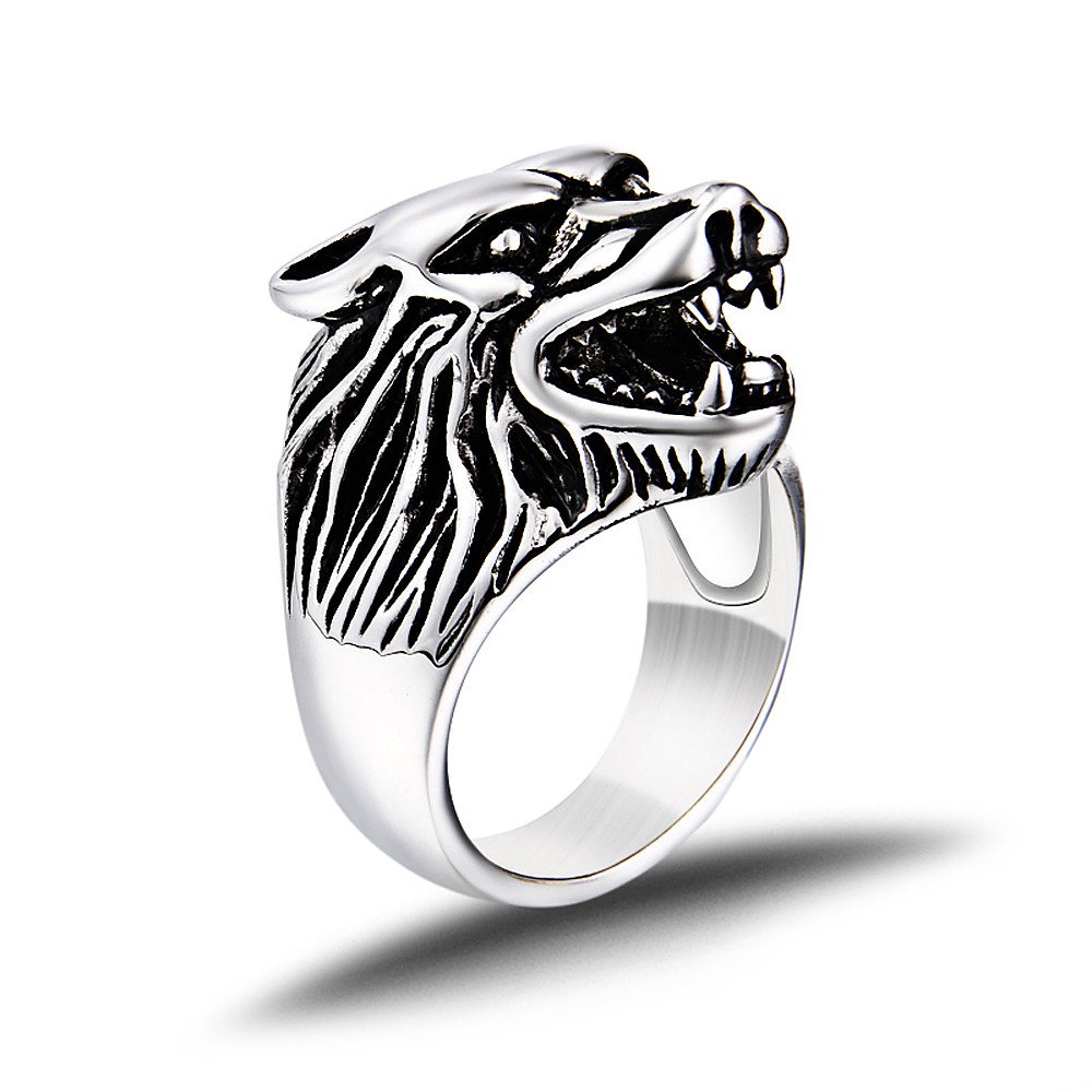 925 Sterling Silver Viking Wolf Head Fenrir Norse Icelandic Thor Biker Heavy Thick Ring