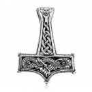925 Sterling Silver Viking Knotwork Thor Hammer Mjölnir Mjolnir Naga Dragon Norse Pendant