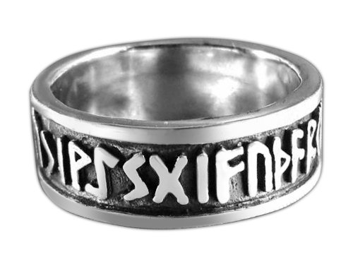 925 Sterling Silver Viking Runes Runic Old Norse Alphabet Futhark Oxidized Unisex Band Ring