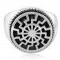 925 Sterling Silver German Schwarze Sonne Black Sun Sonnenrad Pagan Ring
