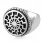 925 Sterling Silver German Schwarze Sonne Black Sun Sonnenrad Pagan Ring