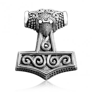 925 Sterling Silver Viking Odin Thor Hammer Mj&Atilde;&para;lnir Mjolnir Norse Nordic Pendant