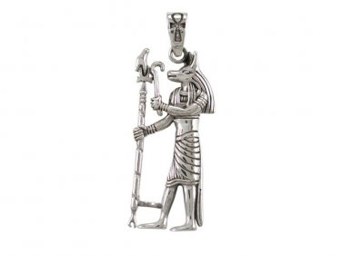 925 Sterling Silver Egyptian Egypt Anubis God of the Dead Underworld Ankh Jackal Pendant