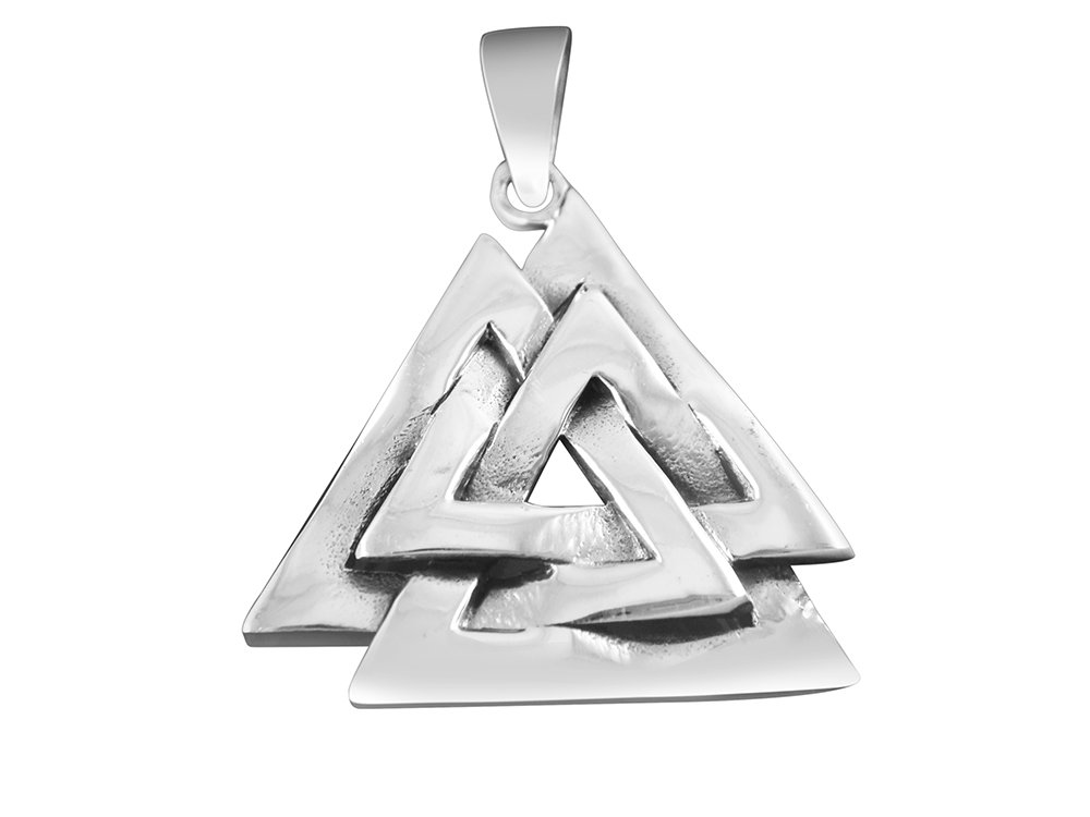 925 Sterling Silver Nordic Norse Valknut Knot Viking Odin Asatru Pagan Pendant