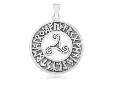 925 Sterling Silver Celtic Triskele Triskelion Nordic Norse Viking Runes Futhark Pendant