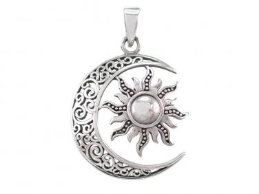 925 Sterling Silver Sun Moon Filigree Celtic Knots Knotwork Round Charm Pendant