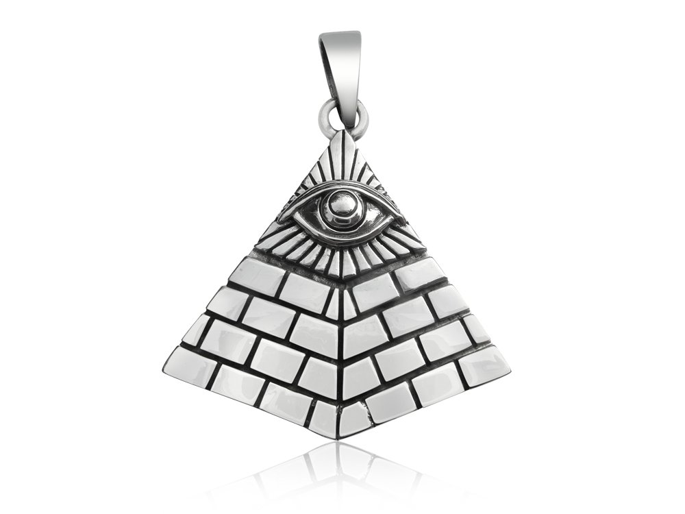 Eye of Horus Pyramid Amulet .925 Sterling Silver Charm Pendant main image 1