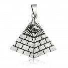 925 Sterling Silver Pyramid Egyptian Eye of God Horus Double Pair Illuminati Charm Pendant