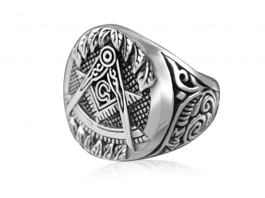 925 Sterling Silver Freemason Masonic Mason Freemasonry Compass Square Ring