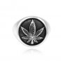 925 Sterling Silver Signet Marijuana Pot Leaf Cannabis Smoke Weed Ganja Hippy Ring