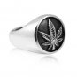 925 Sterling Silver Signet Marijuana Pot Leaf Cannabis Smoke Weed Ganja Hippy Ring