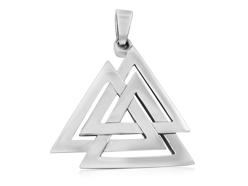 925 Sterling Silver Nordic Norse Valknut Knot Viking Odin Asatru Pagan Pendant 6gr