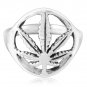 925 Sterling Silver Signet Marijuana Pot Leaf Cannabis Smoke Weed Ganja Ring